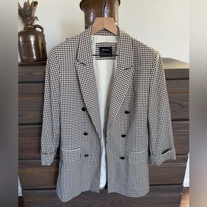 Bershka double breasted oversized blazer in Black check Large